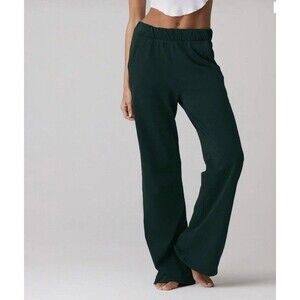 Talentless Womens Green French Terry Elastic Waistband Flare Lounge Pants XS